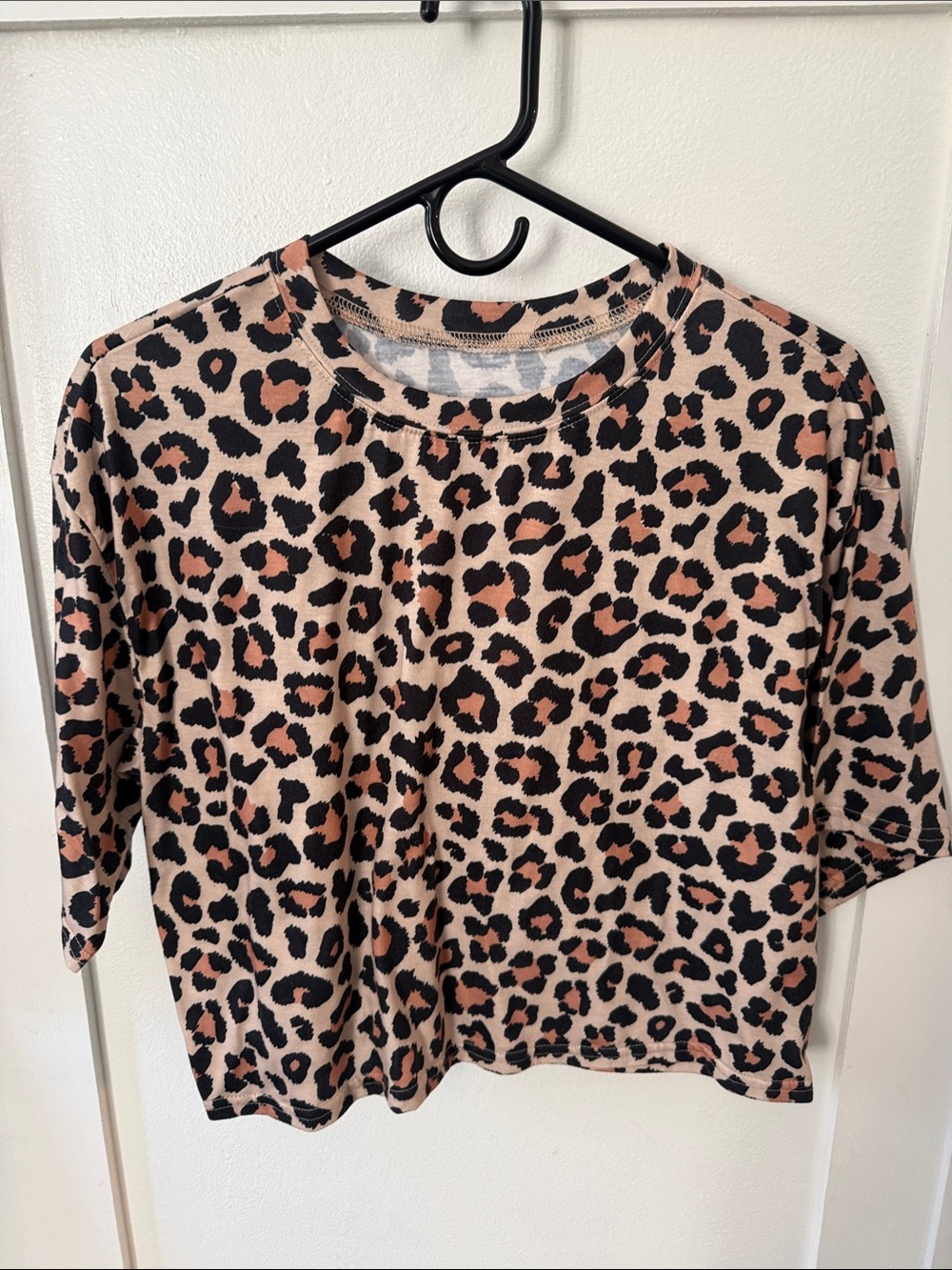 Leopard Print Short Sleeve Tee - Black & Tan